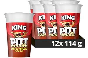 Pot Noodle Beef & Tomato King Pot Noodle Instant Vegetarian Snack quick-to-make noodles Instant Noodle 12x 114 g