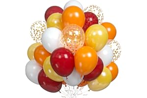 DUDU CREAM Luftballons Orange Burgund Gold, 60 Stück Orange Weinrot Weiß und Gold Konfetti Helium Luftballons, für Halloween, Herbst Friendsgiving Themenparty, Babyparty, Geburtstag, Erntedankfest, Kürbis Deko