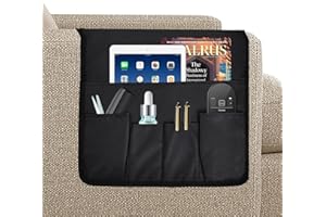 Volumoon Organizer na sofę, organizer na kanapę, antypoślizgowy, torba do przechowywania, 5 kieszeni, na telefon komórkowy, iPad, książkę, czasopisma, pilot do TV, tablety, okulary (czarny)