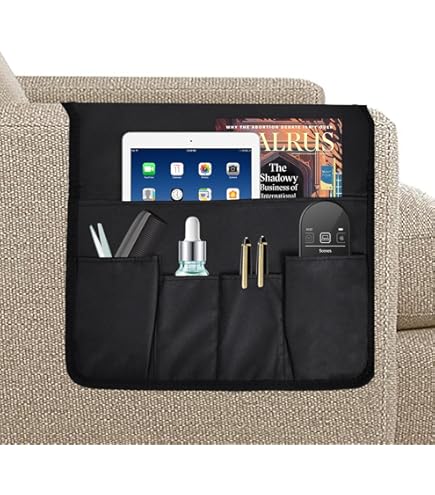 Organizer Da Letto In Feltro - Tasca Portaoggetti Per Comodino, Divano O Ufficio, Grigio Scuro - Foto 9