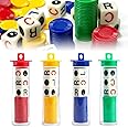 KoMico 4 Tubes Left Right Center Dice Game, 4 Color Interactive Toy 6 Sided Round Corner Dice Set Fun Games with 12 Dices + 96 Chips for Family Camping Game