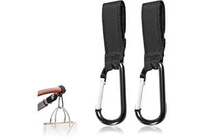 2 pièces Crochets pour poussette,Crochets Poussettes,Clips Mousquetons,kit puériculture bébé et accessoire,pour poussette,courses,sac à dos(Noir)