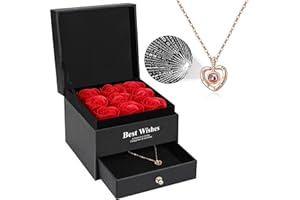 PASDTFB Regalos Originales para Mujer Rosa Eterna Regalo Cumpleaños Mujer Rosa Preservada Eterna Hecha a Mano Jabón de Flores Eternas Caja de Joyería Regalo Cumpleaños Madre Amiga Novia Aniversario Navidad
