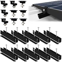 Supporto Per Pannelli Solari Per Tetto Piano - Kit Montaggio 4 Moduli, Morsetti Regolabili 30-35mm, Alluminio