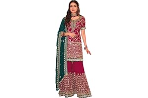 JIVRAJ FASHION Party Wear Diamond Work Palazzo Salwar Kameez Anzug Indisch-pakistanischer Designer Shalwar Kameez mit Dupatta Ready to Wear Individuell genäht für Frauen