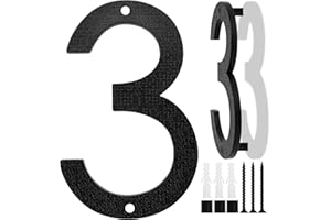 XINGWENHAO Número Grande para Casa en Negro, 20cm, Placa Flotante de Número de Casa, Número de Calle/Puerta en Plástico ABS Efecto 3D para Oficinas, Buzones, Garajes (Numero 3)