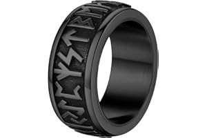 Supcare Anillo Giratorio Mujer Anillo Hombre Alfabetos Runas Vikingas Anillos de Dedo Hip Hop Pop Hombre Acero Inoxidable 316L Caja de Regalo para Cumpleaños San Valentín