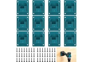 APACALI 12 Stück Wandhalterung Werkzeughalter für makita 18V, Bohren Elektrowerkzeuge Bohrerhalter, Batteriehalter mit 48 Schrauben, Maschinenhalter Werkstatt Speicherung, Blau, 14.4-18V