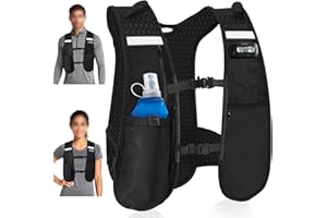 GGIE Running Vest for Women Men - Functional Hydration Vest with Headlamp, Phone Pouch, Adjustable Reflective Vest Backpack with 500ml Water Bottle for Outdoor Activities