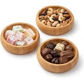 Kabakoz Yuvarlak Bambu 3'l&uuml; &Ccedil;erezlik, K&uuml;&ccedil;&uuml;k &Ccedil;erez Kasesi, Saklama Kabı Takımı, Sosluk Sos Kasesi, Lokum &Ccedil;ikolata Fındık Fıstı