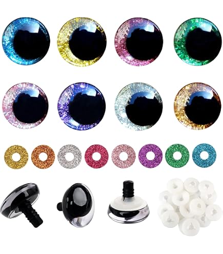 Lot De 142 Oeillets De Sécurité En Plastique Noir Pour Peluches Et Marionnettes - Tailles 6 à 12mm Avec Rondelles