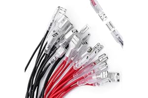 Gebildet 20st 6.3mm Honspade Crimp Terminal med Isolerande Hylsa och 15cm längd 16AWG tråd röd + Svart honspade snabbskarv So