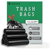 AiTodos&reg; 60PCS Trash Bags 35L, LxH: 57x65cm, Black, Material PE | 6 Rolls of 10, with Rope, Extra Strong, Leakproof, Anti-Tea
