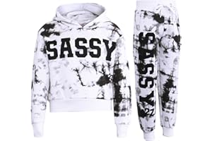 A2Z 4 Kids Girls Tracksuit Tie Dye Sassy Fleece Hooded Crop Top Bottom Jogging Suit Joggers Age 5 6 7 8 9 10 11 12 13 Years
