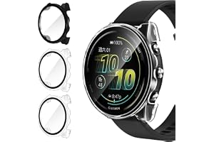 iVoler 3 stycken fodral med härdat glas för Garmin Forerunner 570 47 mm, helskärmsskydd stötsäkert fodral, tunt repbeständigt