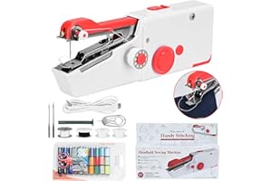 PODAZZ Mini-Nähmaschine, klein, tragbar, für Kinder, Anfänger, Erwachsene, Notfall-Nähen, Schnellfixierung mit Spule, Nadel für Zuhause/Reisen, DIY, Kleidung, Vorhänge, Stoff, Handwerk (rot)