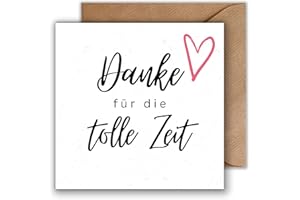 WBdesignz Thank You Card "Danke für die tolle Zeit - Lovingly Designed Leaving Card with Heart Motif - for Colleagues, Friends or Teachers - Stylish & Personal (125 mm x 125 mm)