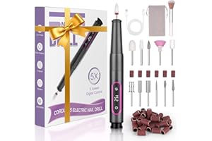 AOTTOM Bezprzewodowa frezarka do paznokci żelowych, 12 w 1, elektryczna przenośna frezarka do paznokci, 25 000 obr./min, regulowana prędkość frez do paznokci żelowych, profesjonalny zestaw do manicure i