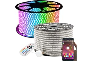 GreenSun LED Lighting Tiras LED 50m 5050SMD, RGB Tiras de Luces LED Iluminación con 60 Leds/m, Bluetooth Control Remoto de 24 Claves Impermeable IP65 para navidad, decoracion de fiestas