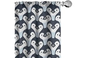 ABAKUHAUS Pinguino Tenda a Pannello Set di 2, Bambino del Modello Uccelli Viso, Trattamento della Finestra per Stanza e Camera da Letto, 150 cm x 175 cm, Ardesia Blu Baby Blue