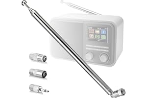 YOWREPU Antenna Radio Dab, Antenna FM 75 Ohm Telescopica per Tuner Hifi e Impianti Stereo Casa, con F Maschio, PAL Maschio/Femmina, 3.5 mm