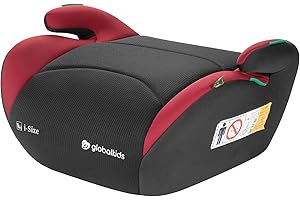 GLOBALKIDS globakids I-Size Booster Car Seat - 125-150cm,Child Booster Seat,Comfortable, Compact & Lightweight,Portable Car Seats for Kids,ECE R129，Red Black