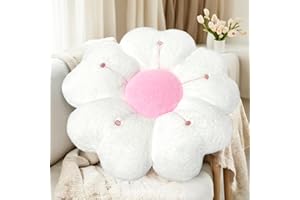 ODIWEN Cuscini di Fiori Fiore, 50cm, Cuscino decorativo a forma fiore carino, Cuscino decorativo per la casa,Cuscino da pavimento fiore (Bianco)