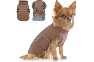 Hjumarayan Płaszcz dla psa dla małych psów, watujący płaszcz zimowy, płaszcz z otworem na uprząż, kurtka z podszewką, dla maltańczyka, małego mopsa, Shih Tzu, mini jamnik (brązowy, rozm. S)