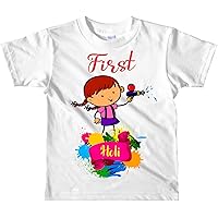 printvallabhaa Kids First Holi Printed T-Shirt