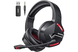 BINNUNE Gaming Headset, Wireless Headset für PS4 PS5 PC PlayStation 4 5, Gaming Kopfhörer mit Mikrofon Bluetooth USB Gaming Headset Wireless mit 120 Stunden Akkulaufzeit