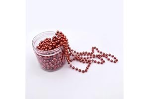 VReder Christmas Bead Chain, 8m Beads Chain Xmas Decor and DIY Craft Jewelry Making Costume Party Table Decoration (Red)