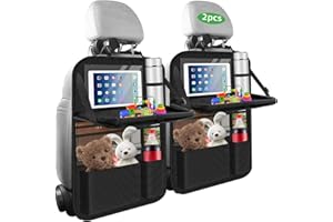 IXYDOR Lot de 2 organisateurs de siège de voiture, grande protection de dossier et sac de rangement étanche multifonction pour enfants, protection de siège avec table pliante, poche pour tablette
