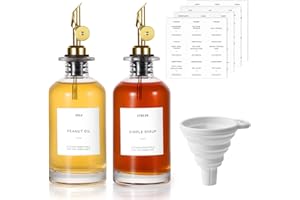 Rawhui Dispensador de Aceite y Vinagre para Cocina, Botella Aceite Cristal Rellenable con Embudo, Botella de Aceite de Oliva