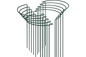 Jordbrux Plant Support Stakes, 10pcs Metal Garden Plant Stakes, Half Round Plant Support Ring Cage for Indoor and Outdoor Plants - 20cm x 35cm