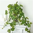 Factory Direct Craft Grape Leaf Cascading Artificial Ivy Vine Bush Greenery - Indoor/Outdoor Tuscany Vineyard Winery Hanging Grape Leaves Plant for Home Porch or Patio Decor (39" L)