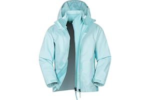 Mountain Warehouse Lightning 3 in 1 Kids Waterproof Jacket - Taped Seams Triclimate Jacket, Detachable Hood, Inner Fleece Kids Coat - For Walking, Hiking