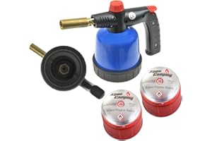 REXXER HEAVY DUTY TOOLS REXXER | Gasbrenner 1700 W | Netzunabhängig | Flammentemperatur 1450 Grad Celsius | Sicherheit | Wirkungsgrad | Lochkartuschen | Piezozündung | Flammensteuerung | 2 Gaskartuschen inklusive.