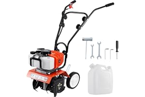 SAMGER SAMGER Samger Cultivador Motorazada 2 Tiempos 52CC Motoazada Gasolina 1.65KW Motocultor Caña Motor Cultivador Gasolina Jardín Rotovator, Anchura de Trabajo 28cm, Profundidad de Trabajo 10cm