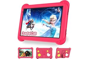 YUMBOT Tablette Enfants 8 Pouces Android 11 Éducative Tablette avec WiFi Bluetooth 1280x800 3GB RAM 64GB ROM Quad Core 4000mAh Double Caméra Google Play Contrôle Parental Tablette pour 3-14 ans(Rose rouge)