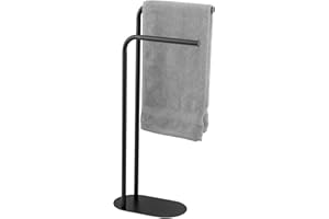 Wenko Porta Asciugamani MOD. Levante Appendiabiti a piantana autoportante Accessori Bagno salvaspazio Acciaio Nero 30 x 79 x 17 cm Elegante Design