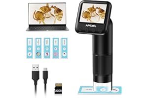 APEXEL 400X-800X Digital Microscope, Mini Handheld Microscope for Kids with USB Transfer of Pictures and Videos, Portable Microscope with LED Light, 32GB SD Card and Sample Specimens