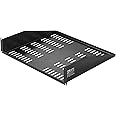 VEVOR 2U Server Rack Shelf, 16"/406mm Depth, 50lbs Max Load Capacity Vented Cantilever or Wall Mount Rack Mount Shelf with Tray, Good Air Circulation for 19"/482.6mm Network Cabinet or Equipment Rack