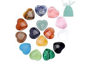 NAEBRO 15 pièces de Pierres Précieuses de Cœur, Pierres de Cristal Naturel Multicolores en forme de Cœur Décoration, Petites Pierres de Poche de Cœur Porte-bonheur pour DIY Décoration Artistique(20*19*6mm)