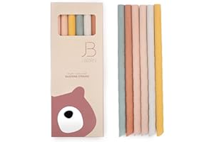 ISANDBOX J. Børn, 6 szt. silikonowych słomek i szczotka do czyszczenia, 22 cm silikonowe słomki do picia wielokrotnego użytku, proste słomki do wielokrotnego użytku bez BPA, ze 100% silikonem klasy spożywczej (różowe)
