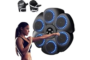 TQEBWUS 40cm Musikboxmaschine, Musikboxmaschine Wand - Boxmaschine Mit 9 Modi 18 Gänge- An Der Wand Montierter Boxtrainer Unterstützt Blueto-oth, Boxing Target Workout Maschine Mit Halbfingerhandschuhe