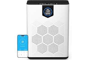 DAYETTE Luftreiniger für Allergiker, Wohnung und Raucherzimmer, mit 2 × HEPA 14-Filtern gegen Tierhaare, Schimmel, Staub, Pollen & Gerüche, CADR 350 m³/h für 120 ㎡, App-Steuerung, Timer, leise 22 dB