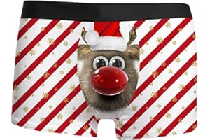 CPIDAH Men's Christmas Boxers Santa Funny Sexy Xmas Trunks Boxer Shorts Breathable Stretch Knickers Underwear Waist Low Rise Hipsters Briefs Sleep Bottoms Men's Sports Panties