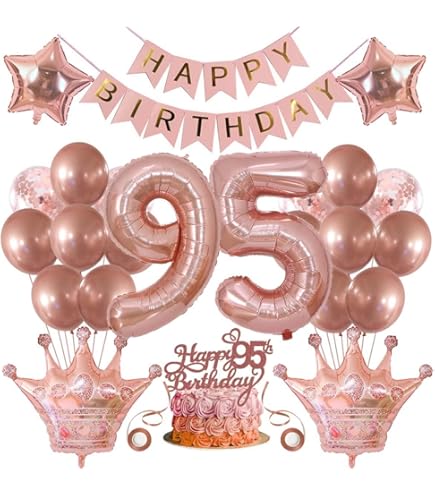 Set 95° Compleanno Donna - Fascia E Diadema Oro Rosa Con Strass E Accessori Per Feste - Foto 5