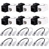 GeeekPi Keystone Cable Management Kit with 12 x RJ45 Cat6A Connectors and 12 x 0.2m Cat6A Network Cables for Patch Panel Mana