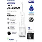 Şarjlı Ağız Duşu Diş Bakım Cihazı 4 Modlu Diş Arası Temizleyici 320ML 5 Başlıklı 1500 mAh beyaz
